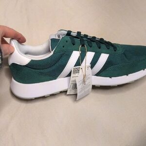 Adidas Men's Forest Green and White Sneakers